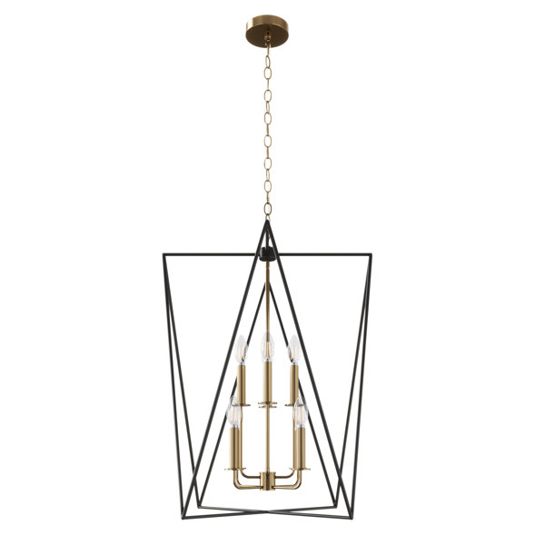 Gracie Oaks 8Light Gold Candle Farmhouse Adjustable Linear Pendant